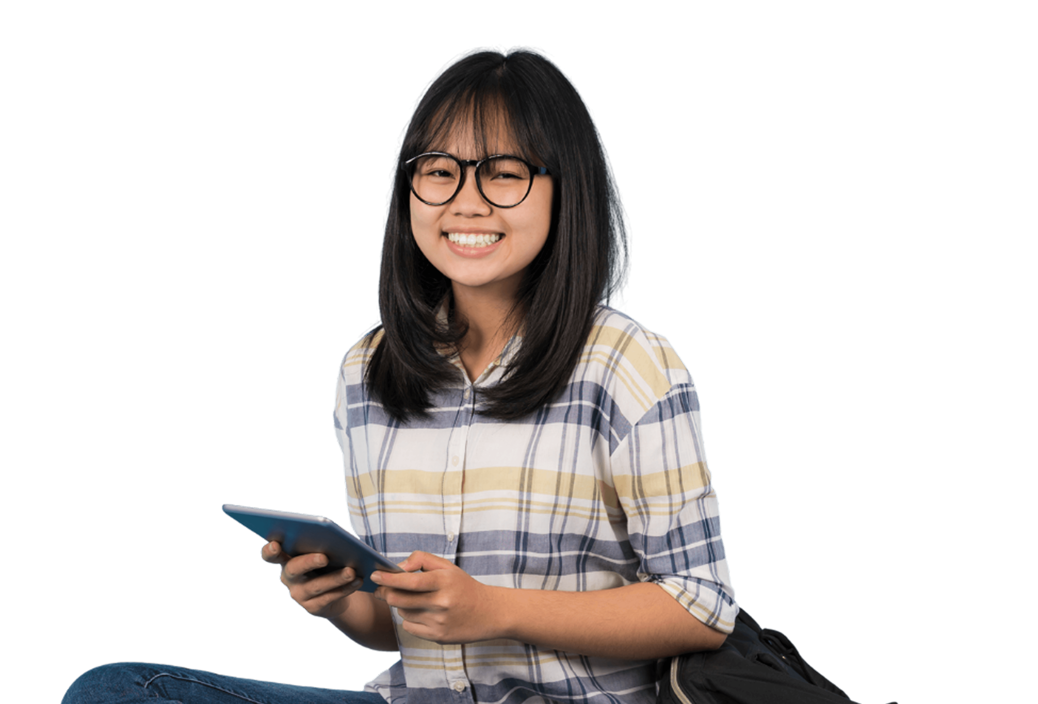 Student holding a tablet